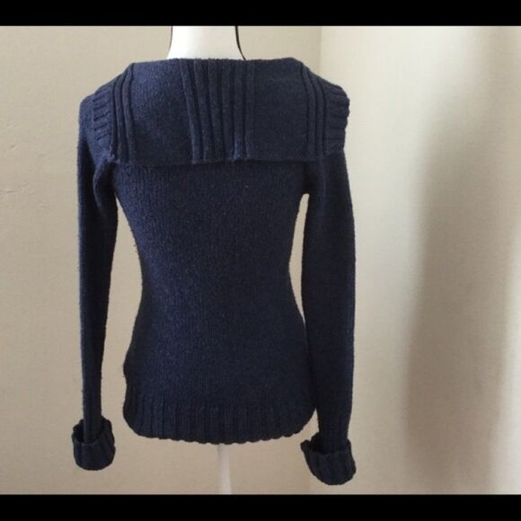 Medium SO WEAR IT DECLARE IT Navy / Indigo Sailors collar knit sweater - Picture 12 of 13